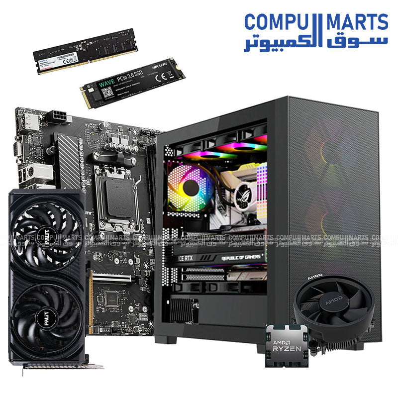 LOFI RED Gaming PC Bundle with AMD Ryzen 5 8400F, Palit RTX 5060 Infinity 2 OC 8GB GDDR7, MSI B650M-P, 16GB DDR5 RAM, 1TB NVMe SSD and 700W PSU