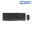 Logitech MK120 Corded Keyboard and Mouse Combo overview showing the black full size keyboard and optical mouse available at Compumarts Egypt