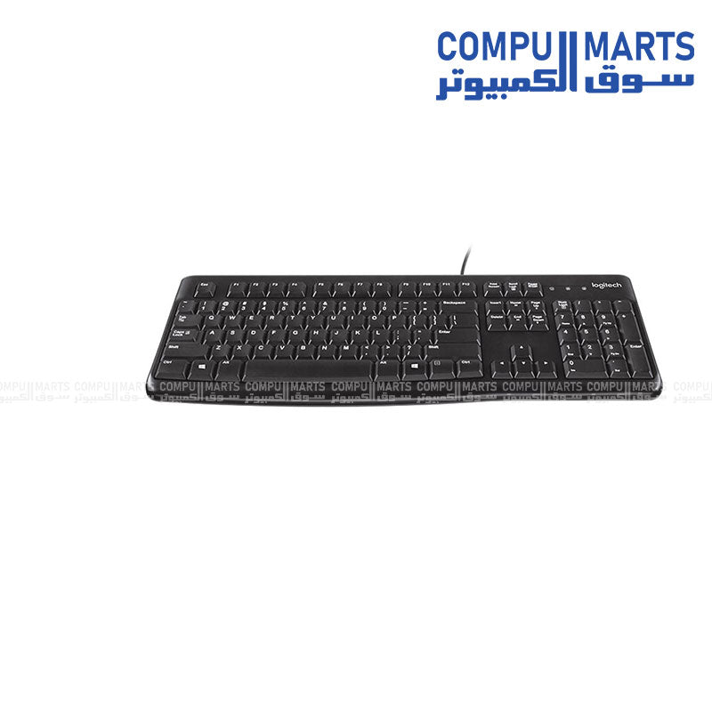 Logitech MK120 optical mouse highlighting its 3 buttons and scroll wheel