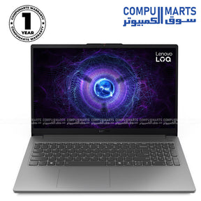 Lenovo gaming laptop 83LK00CVUS Luna Grey 15.6 inch FHD 144Hz RTX 3050 6GB Core i5-12450HX 16GB DDR5 512GB SSD front view