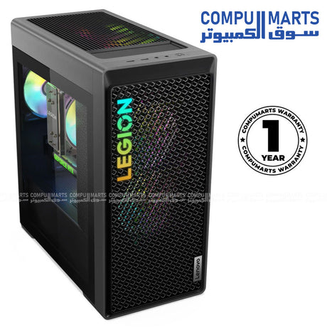 : Lenovo Legion T5 26IRB8 RTX 4070 gaming desktop in Egypt featuring Intel Core i7-13700F processor, 12GB GDDR6X graphics, DDR5-5600 memory, and 1TB NVMe SSD for high-performance gaming and multitasking