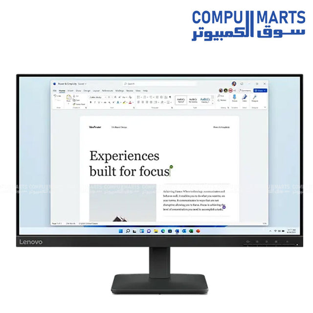 Lenovo L24-4e 23.8-inch IPS FHD 100Hz Monitor Front View