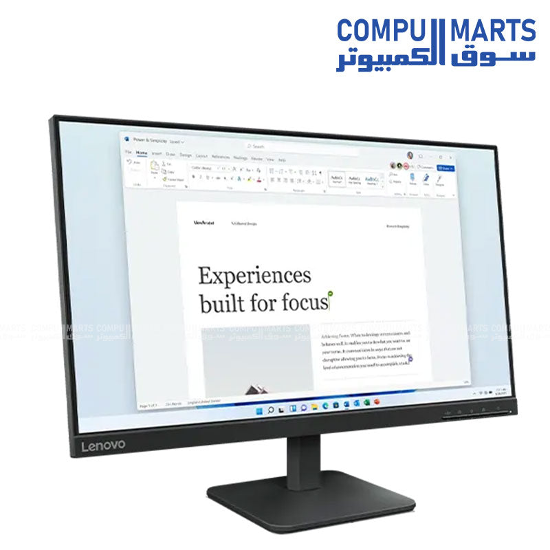 Lenovo L24-4e 23.8-inch IPS FHD 100Hz Monitor Front View