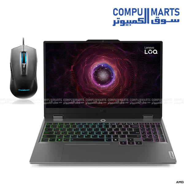 Lenovo LOQ 15ARP9 Gaming Laptop Bundle with Ryzen 5 7235HS, RTX 4050, 16GB RAM, 512GB SSD, 144Hz IPS Display, and Lenovo LOQ M100 RGB Mouse