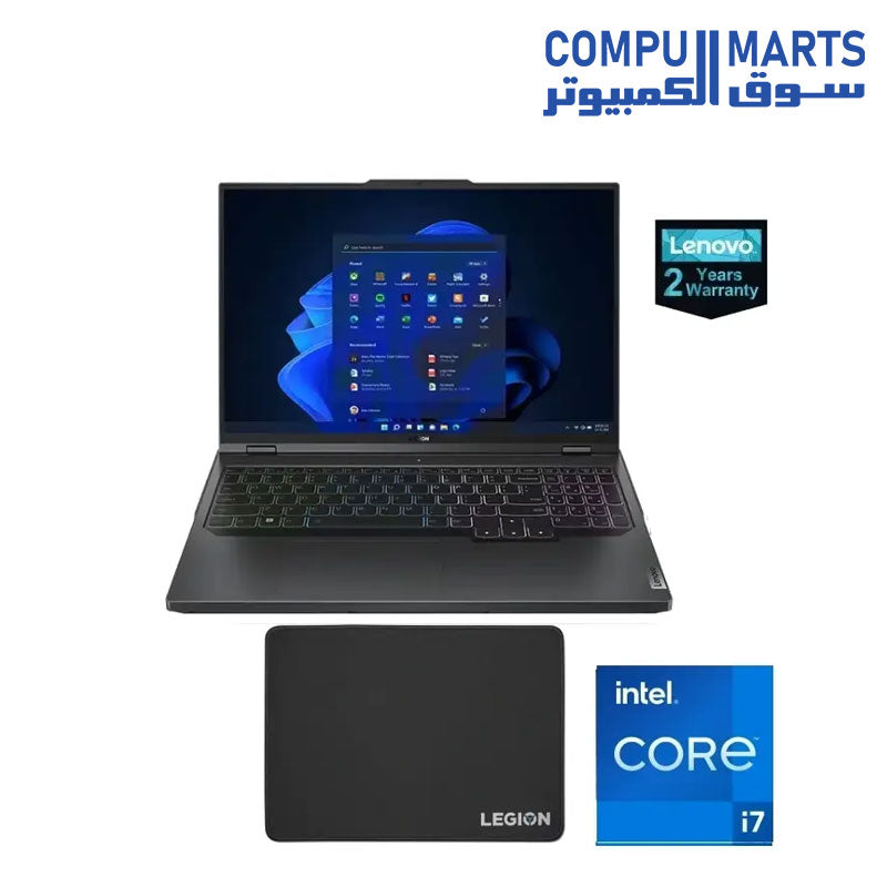 LENOVO LEGION 5 Pro 16IRX9- CORE I7-14650HX 16 CORES – 16GB DDR5 – RTX 4060 8GB – 1TB SSD – 16″ WQXGA IPS 500NITS 100% SRGB 240HZ – 2Y WARRANTY – LENOVO GAMING PAD – DOS ( 83DF00KFED)