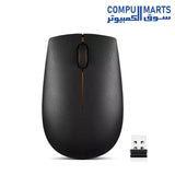 Lenovo 300 Wireless Compact Mouse wireless mouse with 2.4GHz wireless Nano USB connectivity, 1000 DPI optical sensor, ambidextrous ergonomic design, and lightweight 56g construction available in Egypt