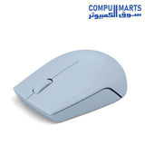 Portable Lenovo wireless mouse designed for everyday PC use with optical sensor technology, long button lifecycle, ergonomic contour shape, and Nano USB wireless receiver support