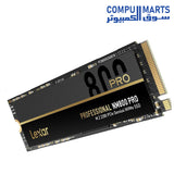 Lexar -LNM800 -512GB- NVMe- M.2 -Gen4x4- PCIe -4.0- internal -SSD on white background

