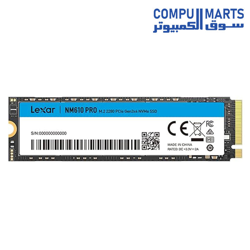 محرك أقراص الحالة الصلبة Lexar NM610PRO M.2 2280 PCIe Gen3x4 NVMe