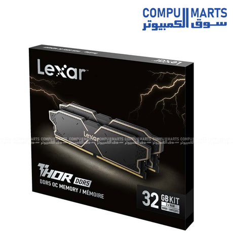 Lexar THOR OC DDR5 32GB 6000MHz CL38 Gaming Desktop Memory with Heat Spreader – Model LD5U16G60C38LG-RGD