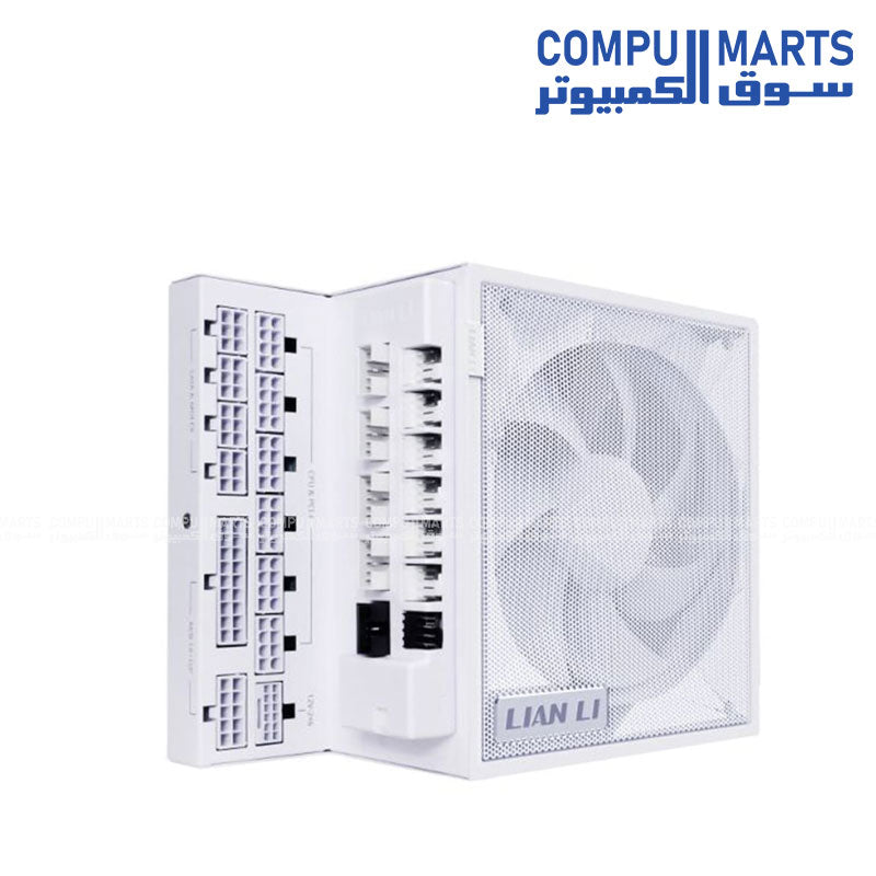 Lian Li Edge Serie - 1200W Full Modular Power Supply (Fan USB Hub Included) - Gold - ATX 3.1 - PCIE 5.1 Support - 12V-2x6 Connector - L-Shape Design for Dual Chamber Case