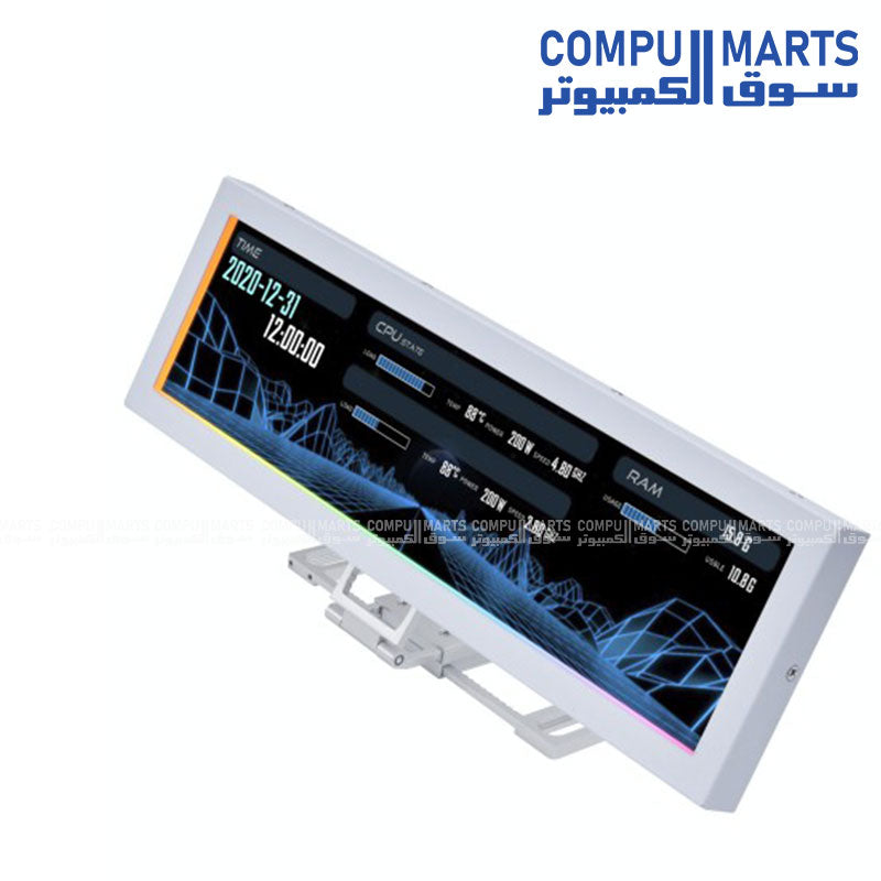 Lian Li US88v1 universal screen with IPS LCD, 500 nits brightness, and adjustable mounting for computer setups available in Egypt.