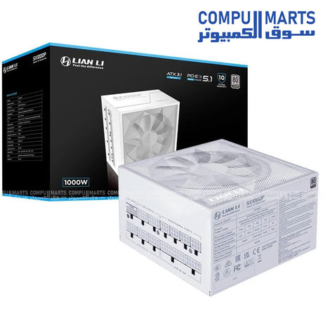 Lian Li SX1200P 1200W Power Supply with ATX form factor, PCI Express connector type, full modular design, PCIe 5.1 ready support, and 12V-2x6 cable available in Egypt