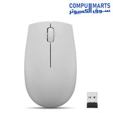 Lightweight 56g Lenovo 300 Wireless Compact Mouse offered in Black, Cloud Grey, Arctic Grey, and Frost Blue with reliable 2.4GHz wireless connectivity from Compumarts