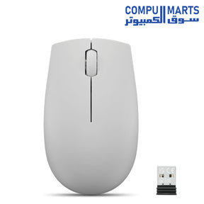 Lightweight 56g Lenovo 300 Wireless Compact Mouse offered in Black, Cloud Grey, Arctic Grey, and Frost Blue with reliable 2.4GHz wireless connectivity from Compumarts