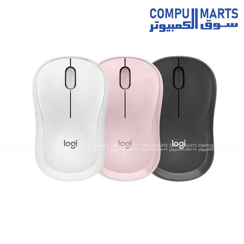 Logitech M240 Silent Bluetooth Mouse front view showcasing its compact contoured shape and three buttons available at Compumarts Egypt