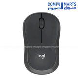 Logitech M240 Silent Bluetooth Mouse side profile showing its sculpted design and optical scroll wheel