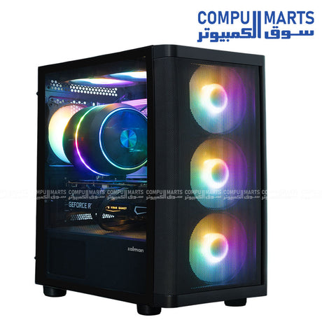 ZALMAN M4 SE Black mATX Case FRGB Fans Tempered Glass Front View