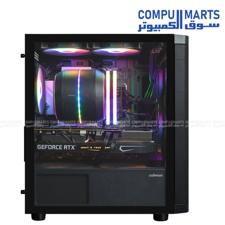 ZALMAN M4 SE Black mATX Case FRGB Fans Tempered Glass Front View
