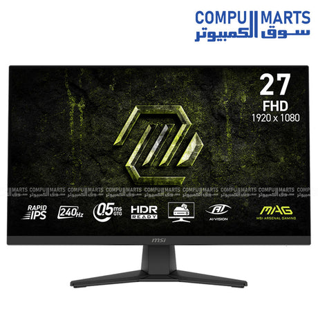 MSI 27 inch Gaming Monitor – Rapid IPS – 240Hz – 0.5ms – HDR – FHD – Black