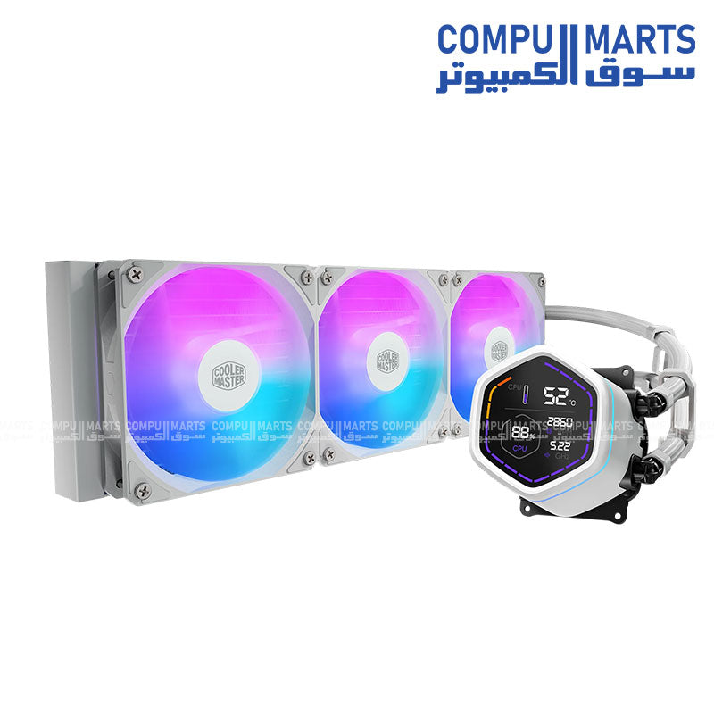 MasterLiquid Core NEX Digital 360 Black liquid cooler with aluminum radiator and three 120mm addressable RGB fans available in Egypt