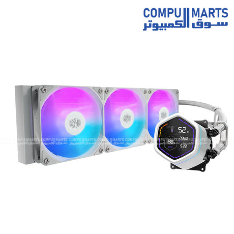 MasterLiquid Core NEX Digital 360 Black liquid cooler with aluminum radiator and three 120mm addressable RGB fans available in Egypt