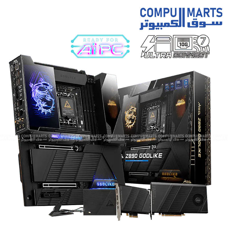 MSI MEG Z890 GODLIKE Motherboard – Intel Z890, LGA 1851, DDR5, PCIe 5.0, WiFi 7, 10G LAN, E-ATX