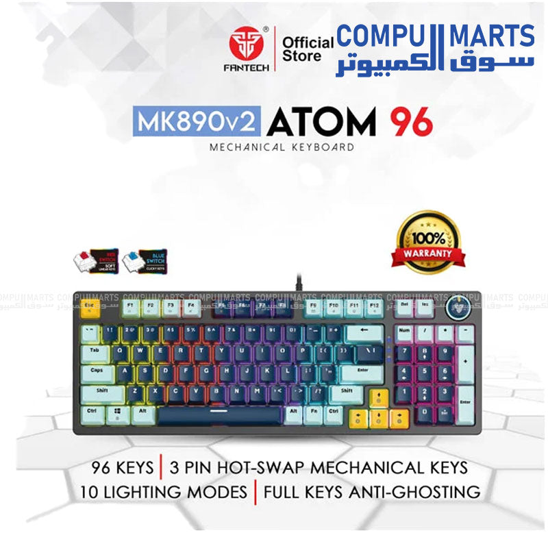 FANTECH MK890 V2 ATOM96 MIZU EDITION MECHANICAL KEYBOARD