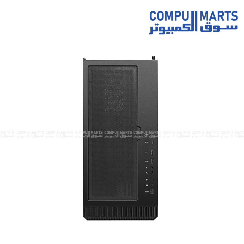 “MSI MPG Velox 100R mid-tower gaming PC case with tempered glass side panel, four 120mm ARGB fans, mesh front panel for optimized airflow, and liquid cooling support up to 360mm radiator