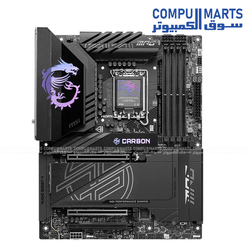 MSI MPG Z890 CARBON WIFI – ATX Motherboard – MSI – LGA1851 DDR5 PCIe 5.0 WiFi 7 Dual LAN