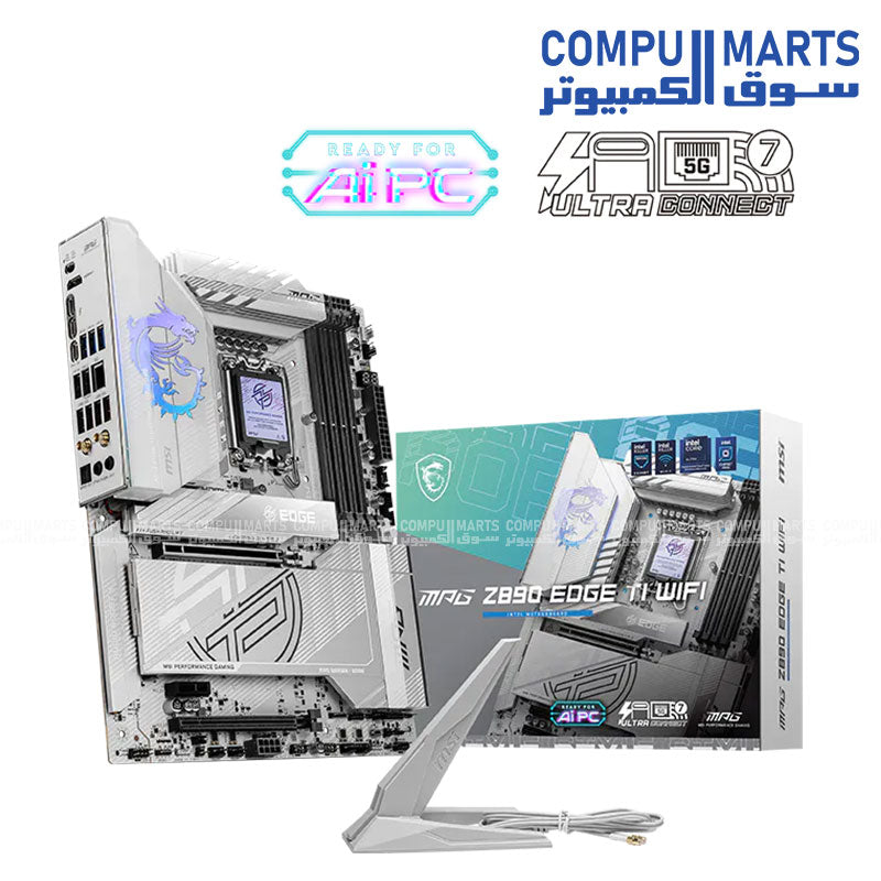 MSI MPG Z890 EDGE TI WIFI Motherboard – Intel Z890, LGA 1851, DDR5, PCIe 5.0, WiFi 7, 5G LAN