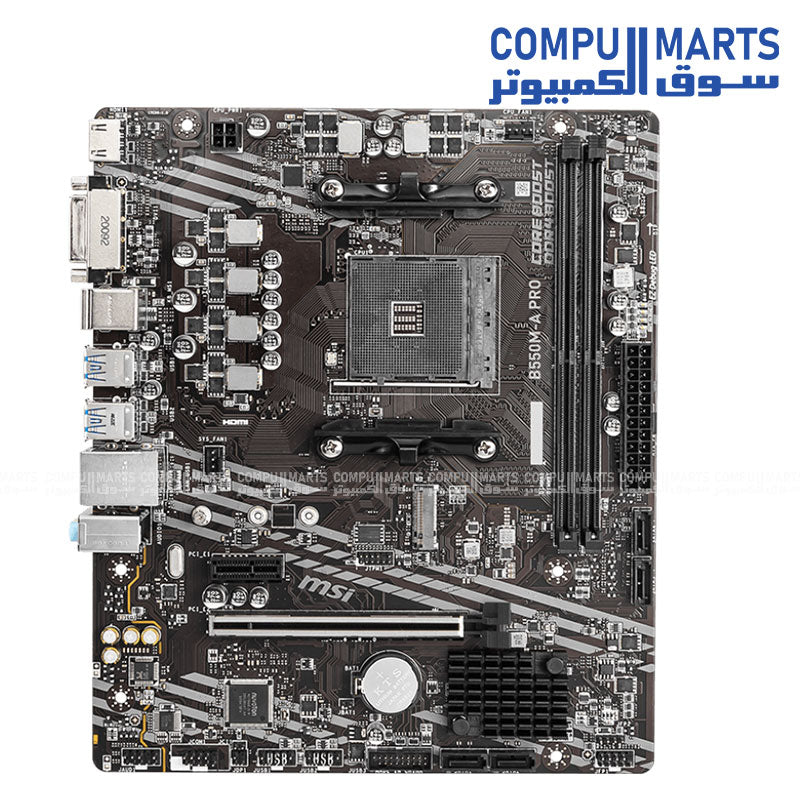 MSI B550M-A PRO (rev. 1.0) – Micro‑ATX AM4 Motherboard – DDR4 up to 4600MT/s OC – PCIe 4.0 – M.2 Slot – Gigabit LAN
