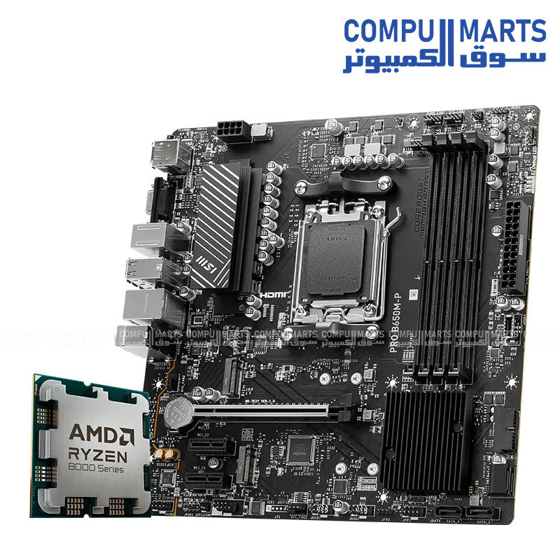 MSI PRO B650M-P AM5 Motherboard and AMD Ryzen 7 8700F 8-Core Processor Bundle Pack