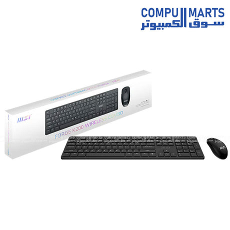 MSI FORGE K200 Wireless Combo with Scissor keyboard and Optical mouse sensor at 1000 / 1200 / 1600 DPI