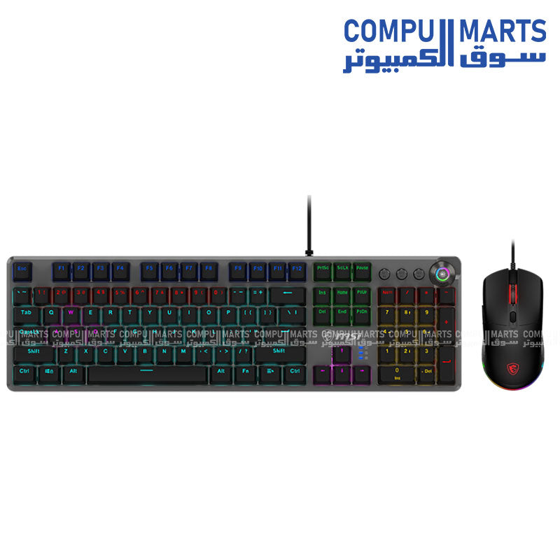 MSI -Forge- GK310 -Combo- red backlit -Arabic/English-gaming -keyboard - 3200- DPI-optical -mouse 