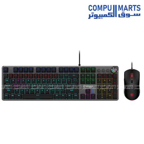 MSI -Forge- GK310 -Combo- red backlit -Arabic/English-gaming -keyboard - 3200- DPI-optical -mouse 