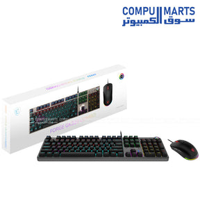 MSI -Forge- GK310 -Combo- red backlit -Arabic/English-gaming -keyboard - 3200- DPI-optical -mouse 