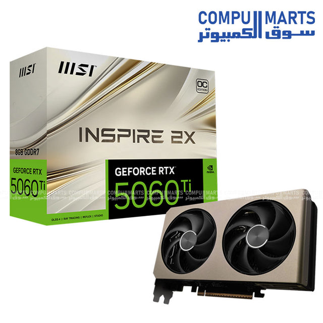 MSI GeForce RTX 5060 Ti INSPIRE 2X OC – Graphics Card – MSI – 8GB GDDR7 PCIe Gen5 Gaming GPU