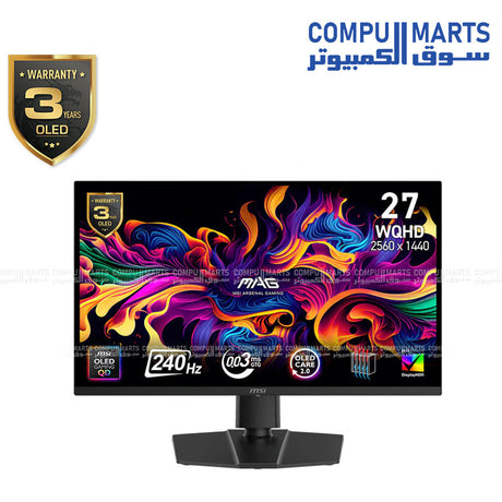 MSI MAG 273QP QD-OLED X24 – Gaming Monitor – MSI – 27 inch WQHD 240Hz OLED HDR True Black 400 Adaptive-Sync