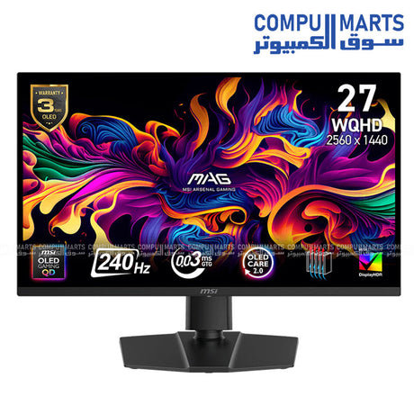 MSI MAG 273QP QD-OLED X24 – Gaming Monitor – MSI – 27 inch WQHD 240Hz OLED HDR True Black 400 Adaptive-Sync