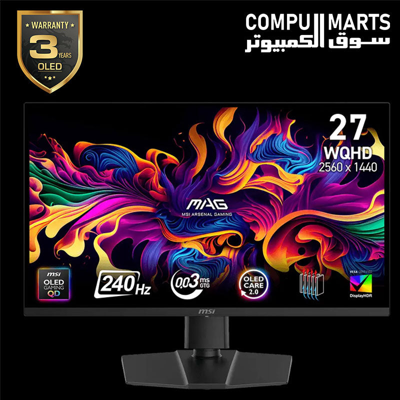 MSI MAG 273QP QD-OLED X24 – Gaming Monitor – MSI – 27 inch WQHD 240Hz OLED HDR True Black 400 Adaptive-Sync