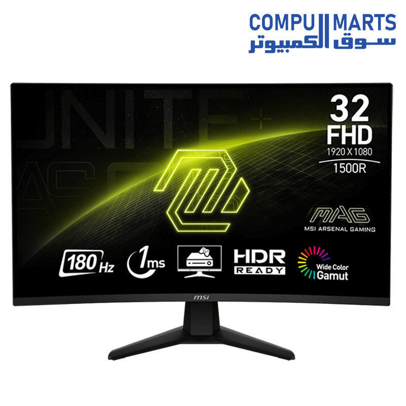 MSI MAG 32C6 31.5 Inch FHD 180Hz 1ms VA Curved Gaming Monitor 1500R Adaptive-Sync HDR Ready Frameless Display Monitor 1920x1080 MSI MAG 32C6 Gaming Monitor