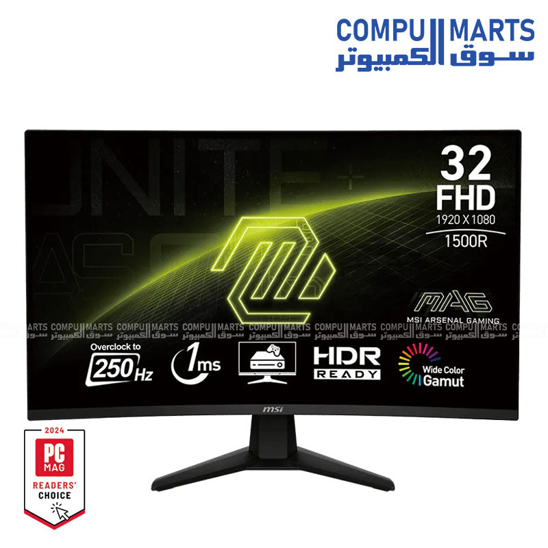 MSI MAG 32C6X 31.5" Curved Gaming Monitor 250Hz 1ms FHD VA 1500R Adaptive-Sync HDR Ready