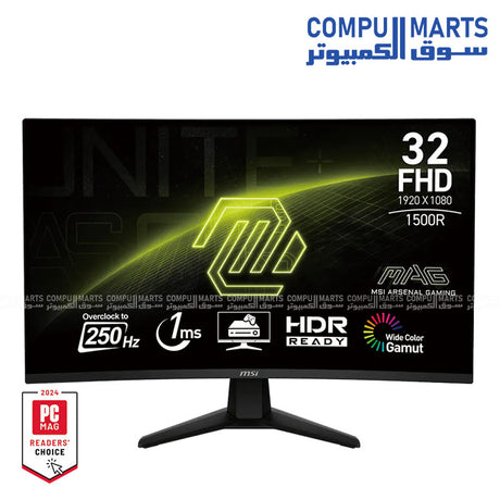 MSI MAG 32C6X 32 inch curved 1500R 250Hz 1ms FHD VA gaming monitor