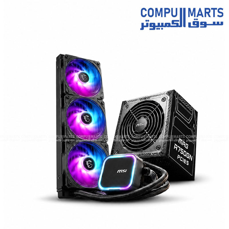 MSI MAG CORELIQUID A13 360 liquid cooler with 360 mm radiator and 3 fans