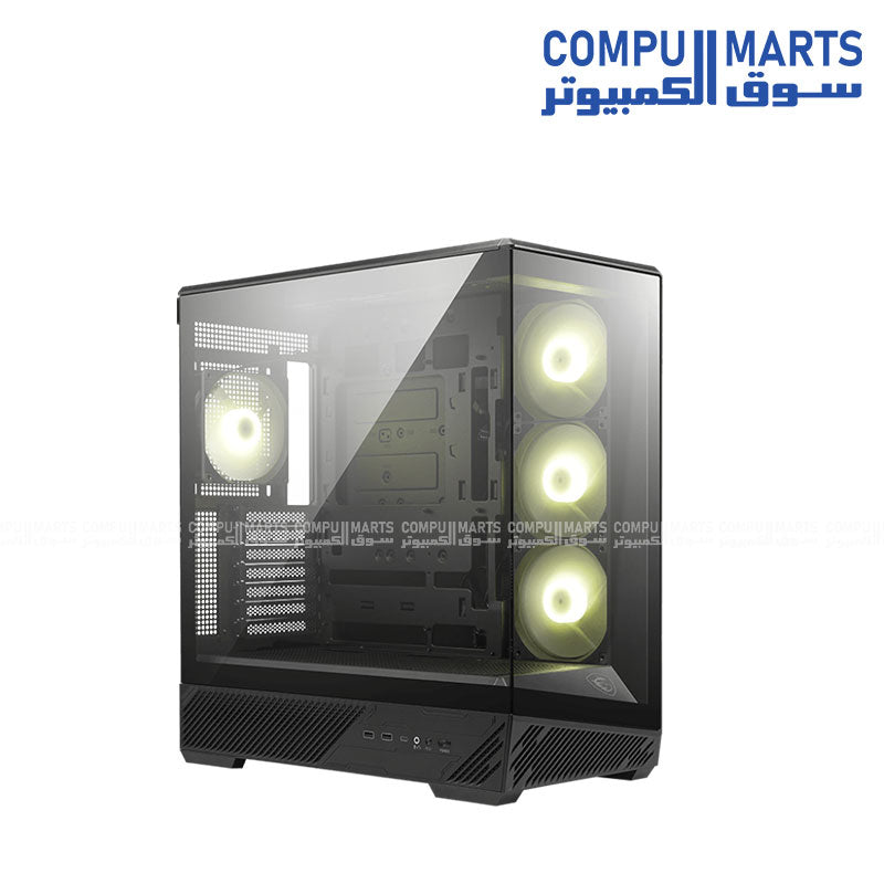 MSI MAG PANO 130R PZ Mid-Tower Gaming Case – Black / White – Panoramic Design, ARGB Fans, Back-Connect Support - Black