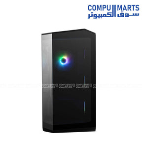 MAG PANO M100R PZ Micro-ATX tower case with back-connect motherboard support, reverse-blade ARGB fans, and GPU support stand for gaming PC builds in Egypt.