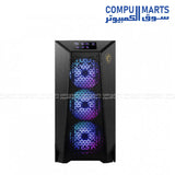 Gaming PC case with support for graphics cards up to 400 mm, CPU coolers up to 185 mm, and standard ATX power supplies.