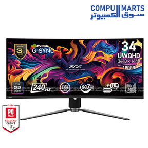 MSI MPG 341CQPX QD-OLED monitor with 34.18-inch UWQHD resolution, 240Hz refresh rate, 0.03ms GTG response time, and DisplayHDR True Black 400 available in Egypt