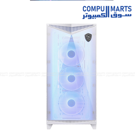 Mid-tower gaming computer case with support for large radiators, USB Type-C connectivity, E-ATX motherboard compatibility, and airflow-focused internal layout for buyers in Egypt.